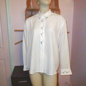 Vtg Christine Alexander Blouse Top Size M Rhinestones Button Up Old Money Luxury